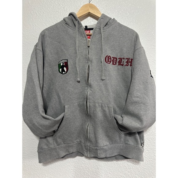 Oscar De La Hoya Other - VTG Oscar De La Hoya Full Zip Hoodie Gray ODLH Boxing Graphic Mens Sweatshirt